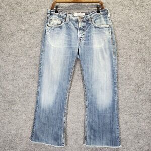 Vintage 1921 Jeans Womens 36W 28L Blue Distressed Japanese Selvedge Denim Button